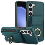 Per Samsung Galaxy S25 5G Custodia per telefono con anello elastico per carte di credito (verde scuro)