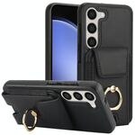 Per Samsung Galaxy S25+ 5G Custodia per telefono con anello elastico per carte di credito (nero)