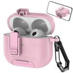 Per AirPods 3 Custodia per auricolari wireless in pelle con gancio e supporto (rosa)