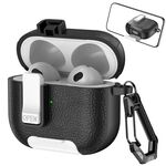 Per AirPods 3 Custodia per auricolari wireless in pelle con gancio e supporto (nero bianco)