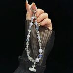 Catena per telefono Saturno in lega di perle di cristallo (viola)
