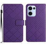 Per OPPO Reno13 5G Global Rhombic Grid Texture Custodia in pelle per telefono (viola)