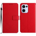 Per OPPO Reno13 5G Global Rhombic Grid Texture Custodia in pelle per telefono (rosso)