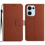 Per OPPO Reno13 5G Global Rhombic Grid Texture Custodia in pelle per telefono (marrone)