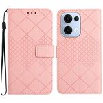 Custodia in pelle con trama a griglia rombica per OPPO Reno13 5G (rosa)