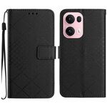 Per OPPO Reno13 Pro 5G Global Rhombic Grid Texture Custodia in pelle per telefono (nero)