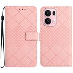 Per OPPO Reno13 Pro 5G Global Rhombic Grid Texture Custodia in pelle per telefono (rosa)