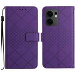 Custodia in pelle con trama a griglia rombica per OPPO Reno13 F 5G (viola)