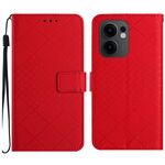 Custodia in pelle con trama a griglia rombica per OPPO Reno13 F 5G (rossa)