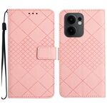 Per OPPO Reno13 F 5G Custodia per telefono in pelle con trama a griglia rombica (rosa)