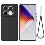 Custodia per telefono a copertura totale anti-goccia in silicone liquido tinta unita per Infinix Note 40S (nera)