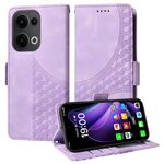 Custodia per telefono in pelle con motivo a rombi e stelle in rilievo per OPPO Reno13 (viola)