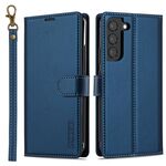 Custodia per telefono in PU Magsafe staccabile con cordino per Samsung Galaxy S25 5G LC.IMEEKE L2 Series (blu)