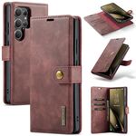 Custodia in pelle magnetica staccabile con texture Crazy Horse DG.MING per Samsung Galaxy S25 Ultra 5G (rossa)