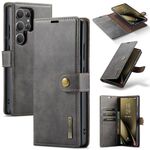 Custodia in pelle magnetica staccabile con texture Crazy Horse DG.MING per Samsung Galaxy S25 Ultra 5G (grigio)
