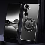 Per Samsung Galaxy S25 5G Custodia per telefono in metallo satinato con supporto rotante (nero)
