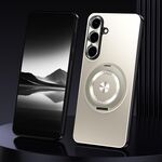 Per Samsung Galaxy S25 5G Custodia per telefono in metallo satinato con supporto rotante (titanio)