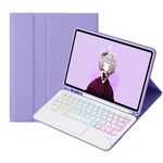 Per iPad 9.7 2018 e 2017 / Pro 9.7 / Air 2 Custodia per tablet in pelle con slot per penna in pelle di agnello, touch pad, tastiera Bluetooth retroilluminata (viola)