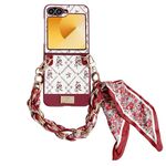 Per Samsung Galaxy Z Flip6 Luck Flower Pattern TPU Custodia per telefono con cinturino (rosso)