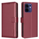 Custodia in pelle antifurto con texture Litchi e protezione RFID per OPPO Reno13 F 5G (rossa)