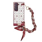 Per Samsung Galaxy Z Fold6 Luck Flower Pattern TPU Custodia per telefono con cinturino (rosso)