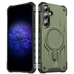 Per Samsung Galaxy S24 FE 5G Straship Custodia per telefono ibrida in TPU magnetico per PC (verde militare)