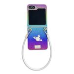 Per Samsung Galaxy Z Flip6 5G Kirin Pattern Custodia per telefono a copertura totale con cinturino da polso (arcobaleno)