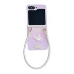 Per Samsung Galaxy Z Flip6 5G Kirin Pattern Custodia per telefono a copertura totale con cinturino da polso (rosa)