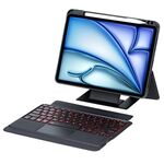 Per iPad Air 11 2024 / Air 5 / Air 4 Supporto galleggiante staccabile con tastiera retroilluminata Custodia in pelle per tablet con touchpad (nero)