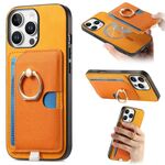 Custodia per iPhone 16 Pro con inserto laterale in pelle con anello a croce retrò e tasca porta carte MagSafe (gialla)