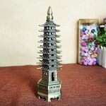 Decorazione modello torre Wenchang in metallo elettroplaccato da 18 cm e 9 piani (lega di bronzo)