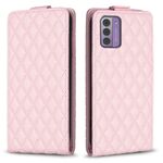 Per Nokia G42 5G Diamond Lattice Custodia in pelle con vibrazione verticale (rosa)