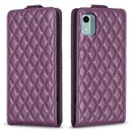 Per Nokia C12 Diamond Lattice Custodia in pelle con vibrazione verticale (viola scuro)