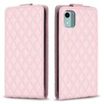 Per Nokia C12 Diamond Lattice Custodia in pelle con vibrazione verticale (rosa)