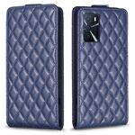 Per OPPO A16S / A54S / A55 5G Diamond Lattice Custodia in pelle con vibrazione verticale (blu)