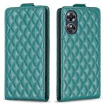 Per OPPO A17 Diamond Lattice Custodia in pelle con vibrazione verticale (verde)