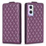 Per OPPO A96 5G / Reno7 Z Diamond Lattice Custodia per telefono in pelle con vibrazione verticale (viola scuro)