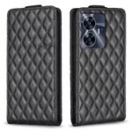 Per Realme C55 Diamond Lattice Custodia in pelle con vibrazione verticale (nera)