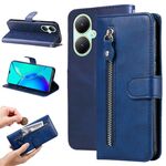 Per vivo Y35+ Custodia per telefono in pelle con cerniera in pelle di vitello moda (blu)