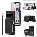 Per Google Pixel 6a Zipper Card Bag Cover posteriore Custodia per telefono (nero)