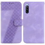 Custodia per telefono in pelle goffrata a forma di 7 per Sony Xperia 10 III (viola)