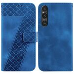 Custodia per telefono in pelle goffrata a forma di Sony Xperia 1 V 7 (blu)