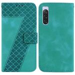 Custodia per telefono in pelle goffrata a forma di 7 per Sony Xperia 10 V (verde)