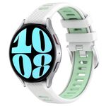 Per Samsung Galaxy Watch 6 44mm 20mm Cinturino sportivo in silicone con fibbia in acciaio bicolore (bianco + verde acqua)