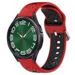 Per Samsung Galaxy Watch 6 Classic 47mm 20mm Cinturino in silicone bicolore traspirante (rosso + nero)