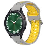 Per Samsung Galaxy Watch 6 Classic 43mm 20mm Cinturino in silicone bicolore traspirante (grigio + giallo)