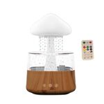 CH08 450ml Umidificatore a pioggia Fungo nuvola Lampada da notte colorata Macchina per aromaterapia, Stile: Con telecomando (Venatura del legno chiaro)