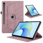 Per Samsung Galaxy Tab S10 FE+ Custodia per tablet intelligente in pelle con rotazione in rilievo Tree Life (oro rosa)