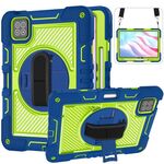 Per Xiaomi Pad 7 / 7 Pro Custodia per tablet in silicone con contrasto per PC con rotazione a 360 gradi (blu navy + giallo verde)