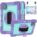 Per Xiaomi Pad 7 / 7 Pro Custodia per tablet in silicone con contrasto per PC con rotazione a 360 gradi (viola + verde menta)